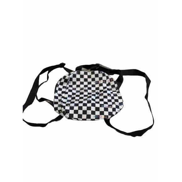 Kendall Kylie Mini Backpack Purse Bag Checker Board Rainbow Text - Picture 1 of 2
